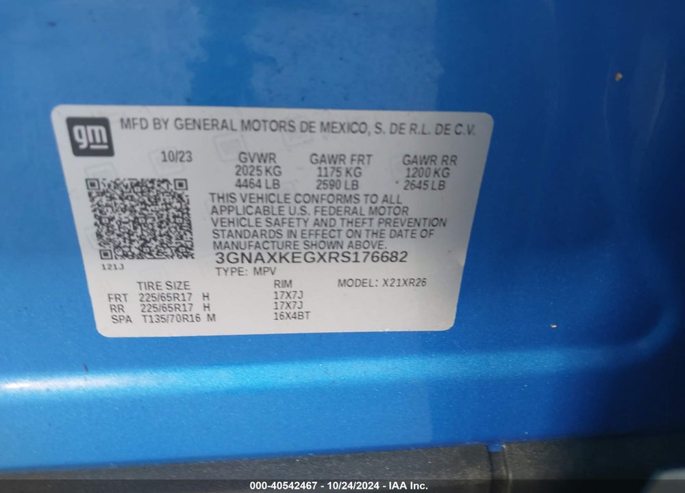 2024 CHEVROLET EQUINOX FWD LT VIN: 3GNAXKEGXRS176682
