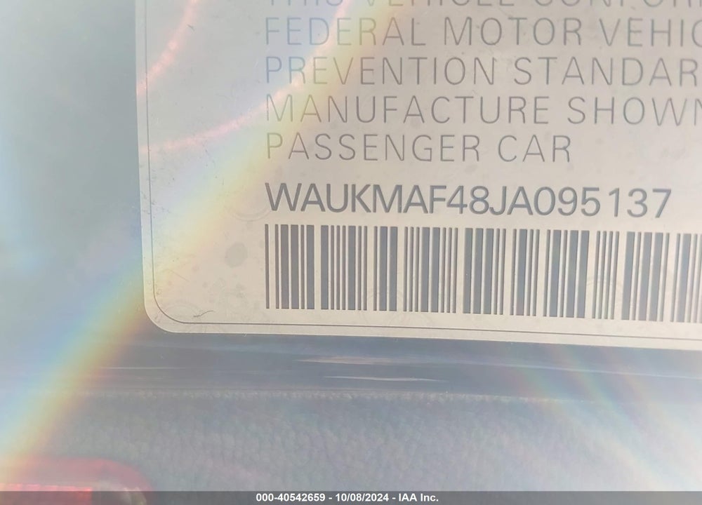 2018 AUDI A4 2.0T TECH ULTRA PREMIUM/2.0T ULTRA PREMIUM VIN: WAUKMAF48JA095137