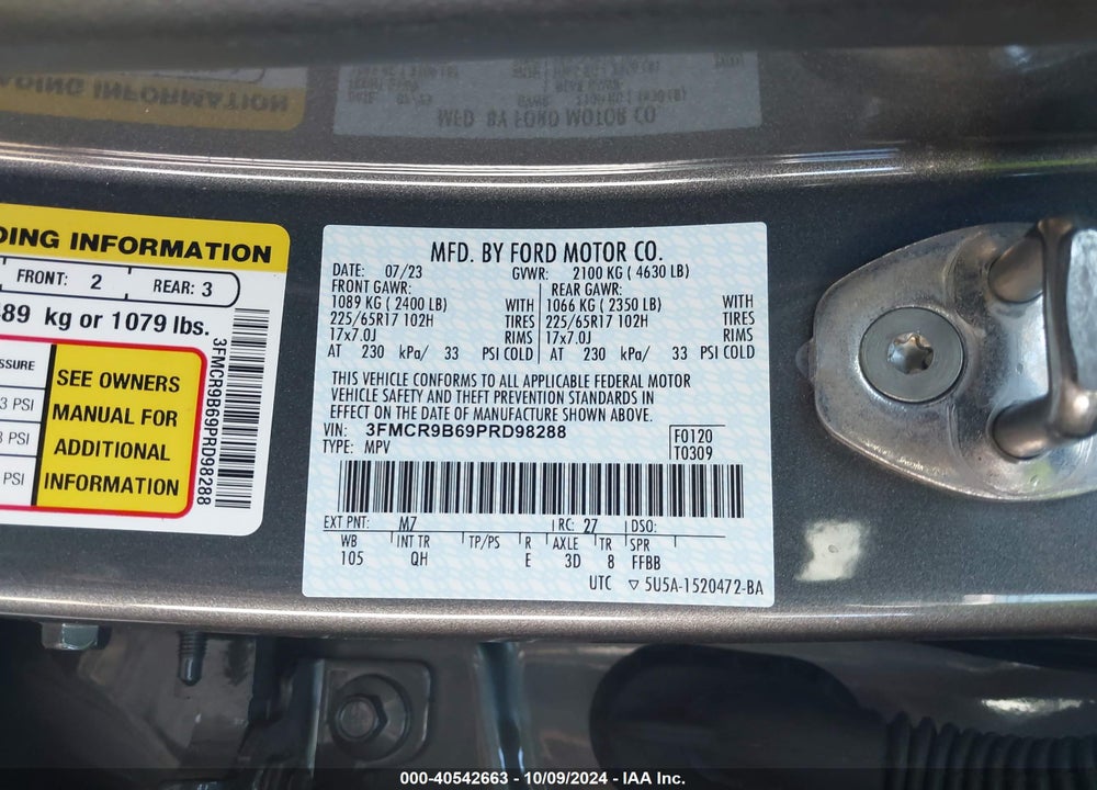 2023 FORD BRONCO SPORT BIG BEND VIN: 3FMCR9B69PRD98288