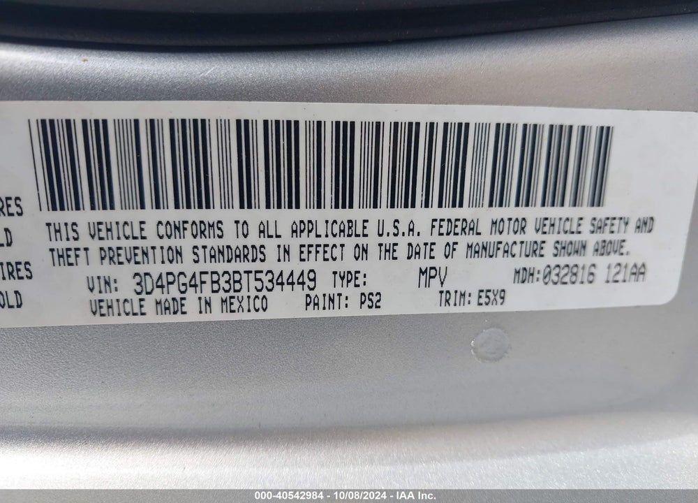 2011 DODGE JOURNEY EXPRESS VIN: 3D4PG4FB3BT534449