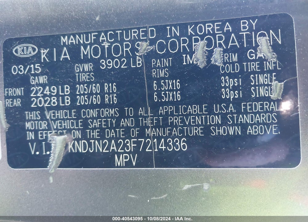 2015 KIA SOUL VIN: KNDJN2A23F7214336