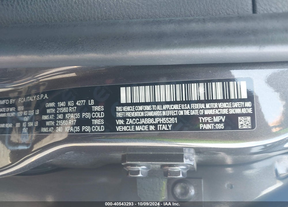 2018 JEEP RENEGADE LATITUDE FWD VIN: ZACCJABB6JPH55261