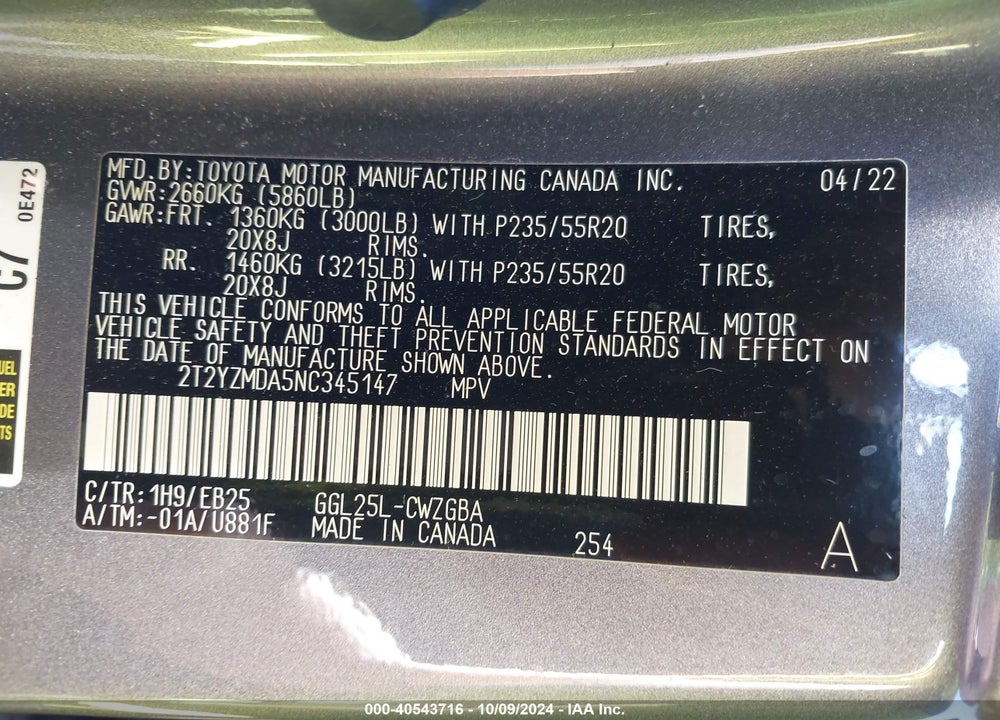 2022 LEXUS RX RX 350 F SPORT HANDLING VIN: 2T2YZMDA5NC345147