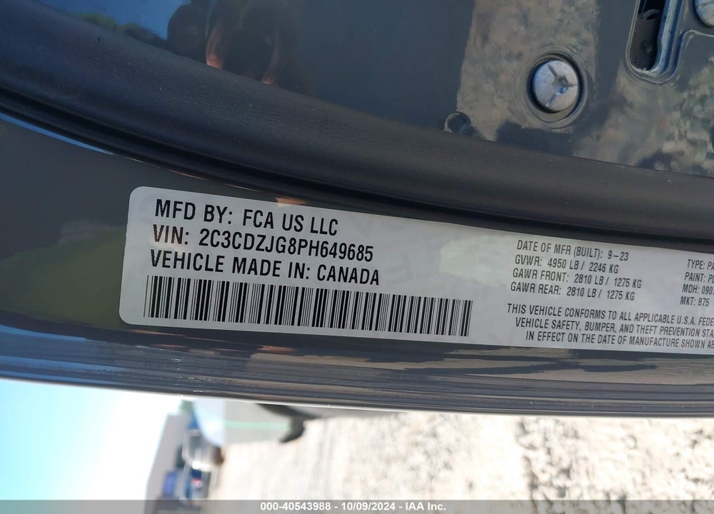 2023 DODGE CHALLENGER GT VIN: 2C3CDZJG8PH649685