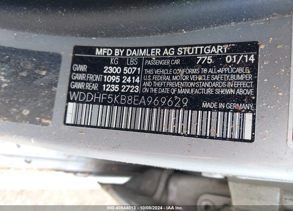 2014 MERCEDES-BENZ E 350 VIN: WDDHF5KB8EA969629