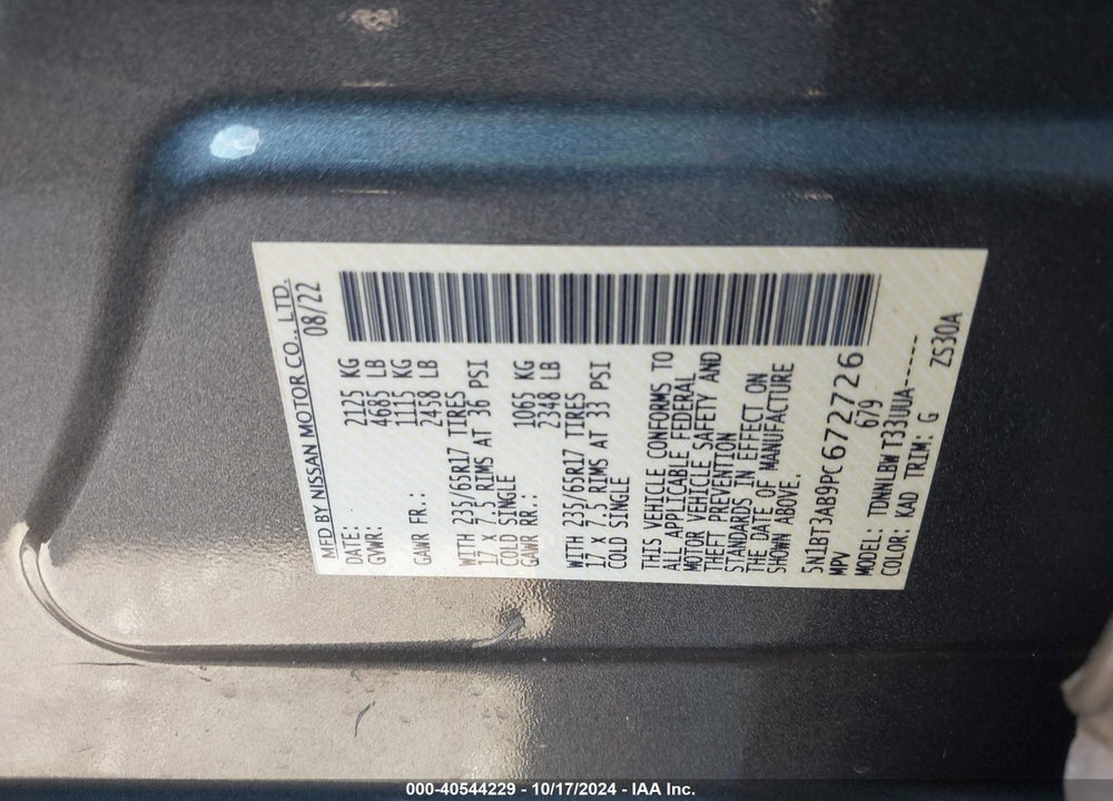 2023 NISSAN ROGUE S INTELLIGENT AWD VIN: 5N1BT3AB9PC672726