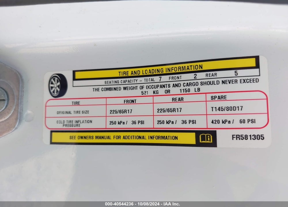 2015 DODGE GRAND CARAVAN AMERICAN VALUE PKG VIN: 2C4RDGBG2FR581305
