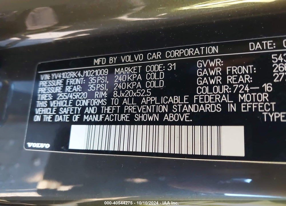 2018 VOLVO XC60 T5 MOMENTUM VIN: YV4102RK4J1021009