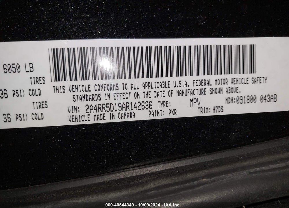 2010 CHRYSLER TOWN & COUNTRY TOURING VIN: 2A4RR5D19AR142636