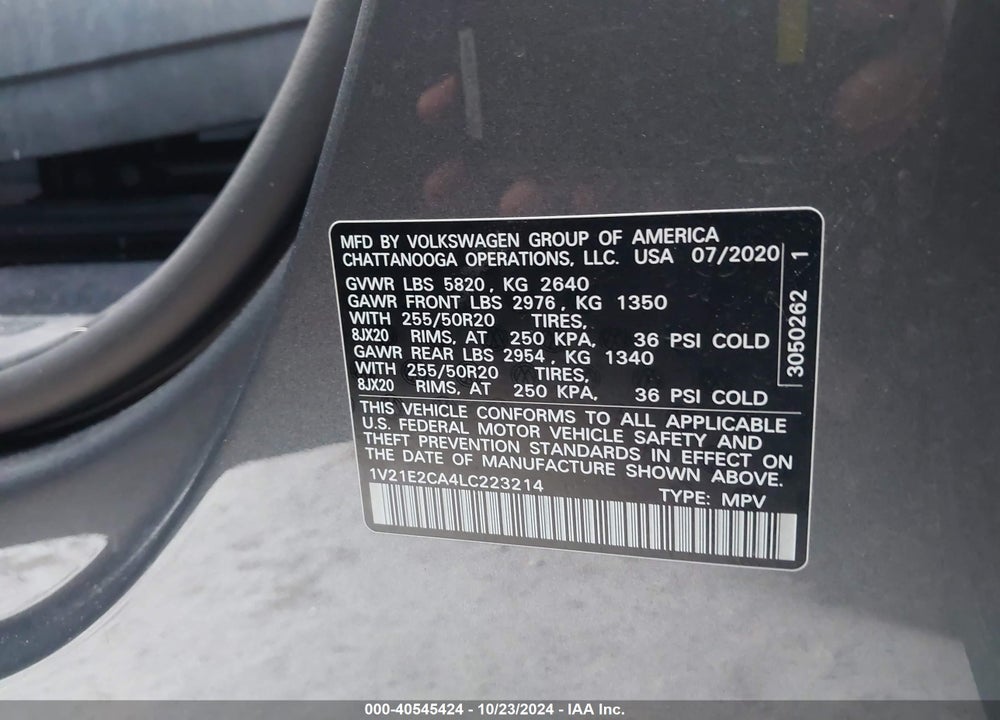 2020 VOLKSWAGEN ATLAS CROSS SPORT VIN: 1V21E2CA4LC223214
