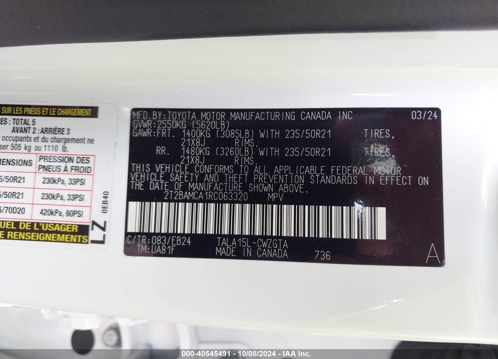 2024 LEXUS RX 350 F SPORT HANDLING VIN: 2T2BAMCA1RC063320