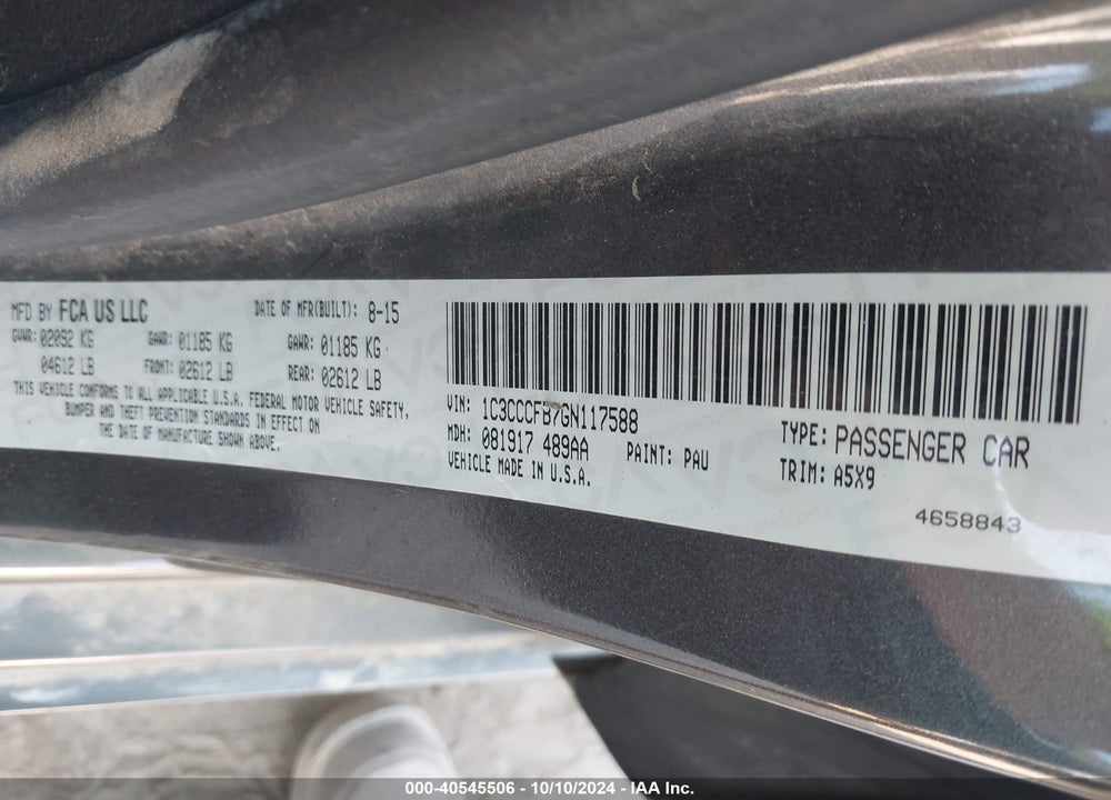 2016 CHRYSLER 200 LX VIN: 1C3CCCFB7GN117588