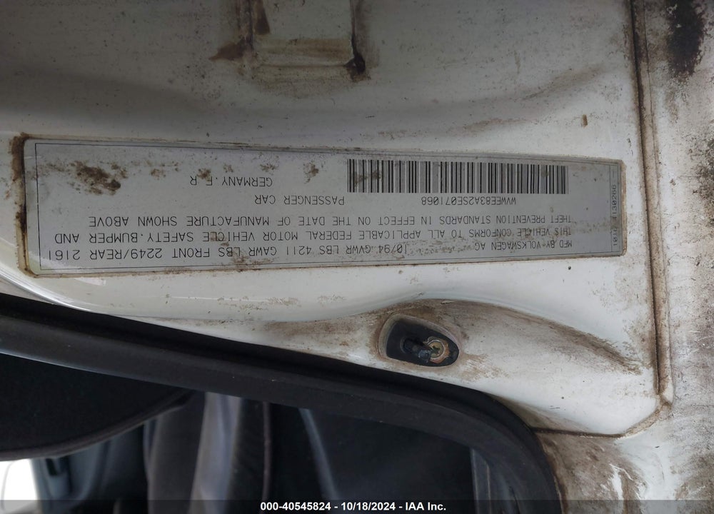1995 VOLKSWAGEN PASSAT GLX VIN: WVWEE83A2SE071068