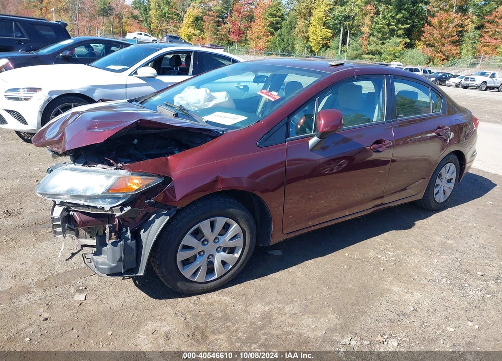 2012 HONDA CIVIC LX VIN: 19XFB2F52CE390386