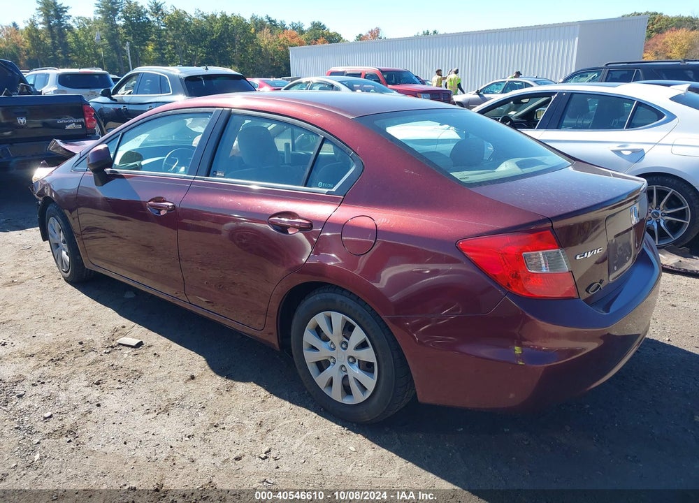 2012 HONDA CIVIC LX VIN: 19XFB2F52CE390386