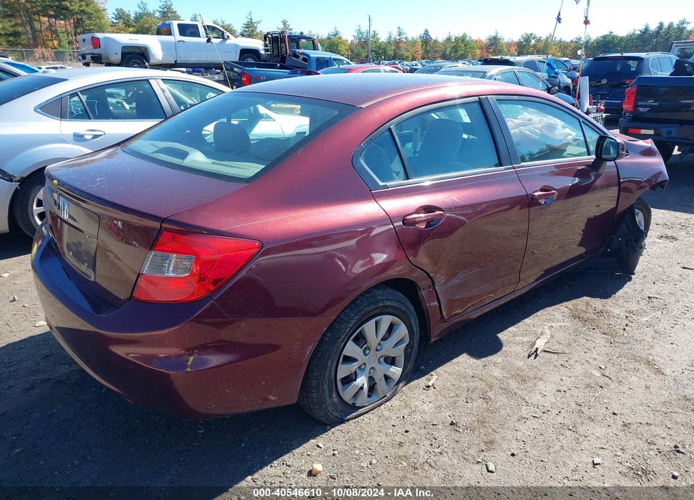2012 HONDA CIVIC LX VIN: 19XFB2F52CE390386