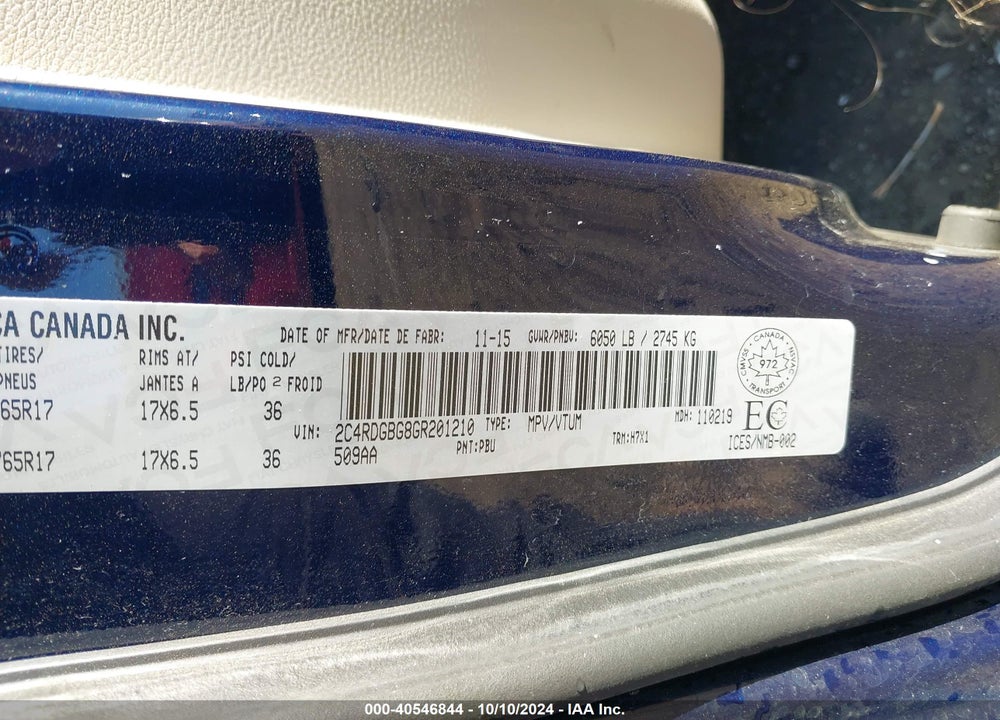 2016 DODGE GRAND CARAVAN SE/SXT VIN: 2C4RDGBG8GR201210