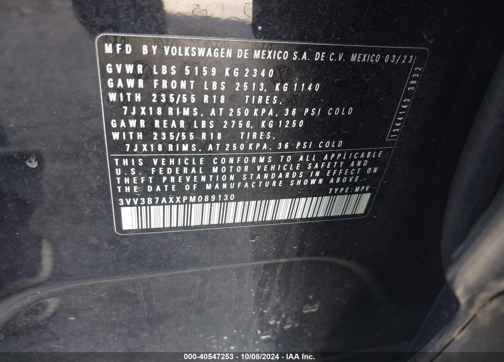 2023 VOLKSWAGEN TIGUAN 2.0T SE VIN: 3VV3B7AXXPM089130