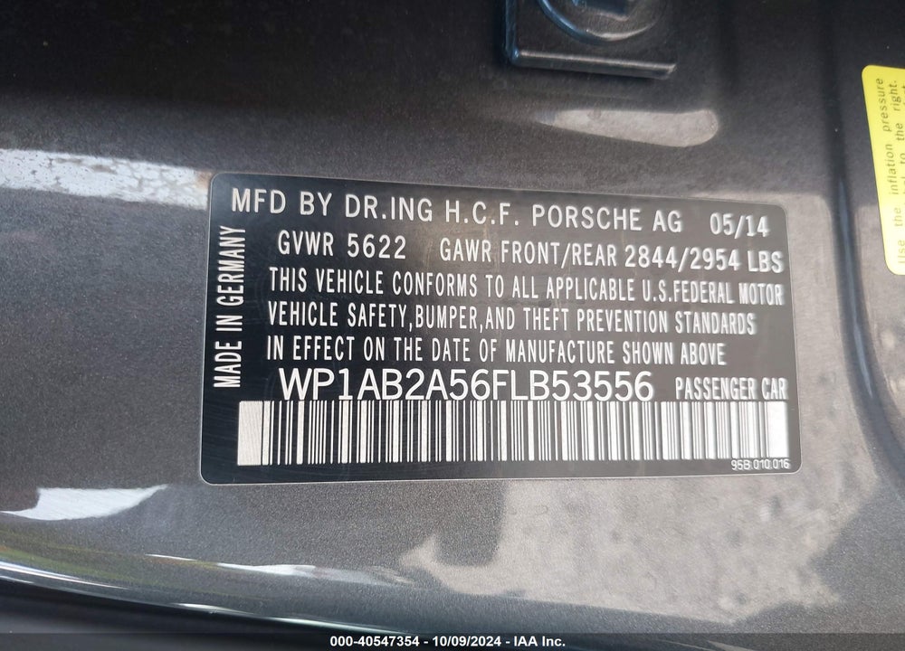 2015 PORSCHE MACAN S VIN: WP1AB2A56FLB53556