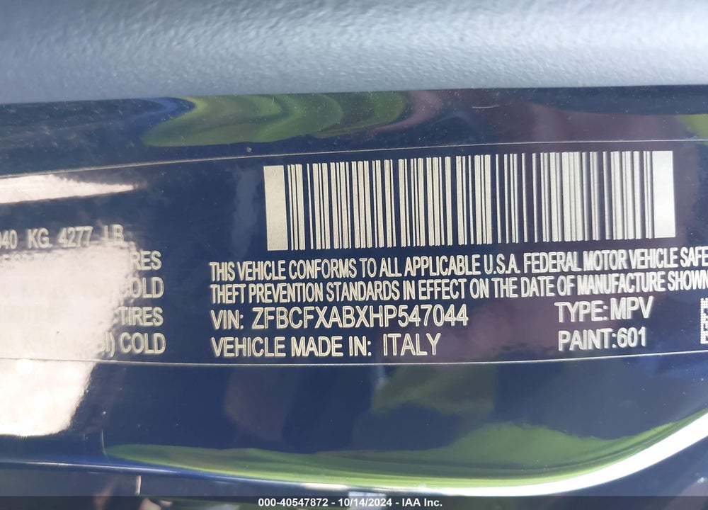 2017 FIAT 500X POP FWD VIN: ZFBCFXABXHP547044