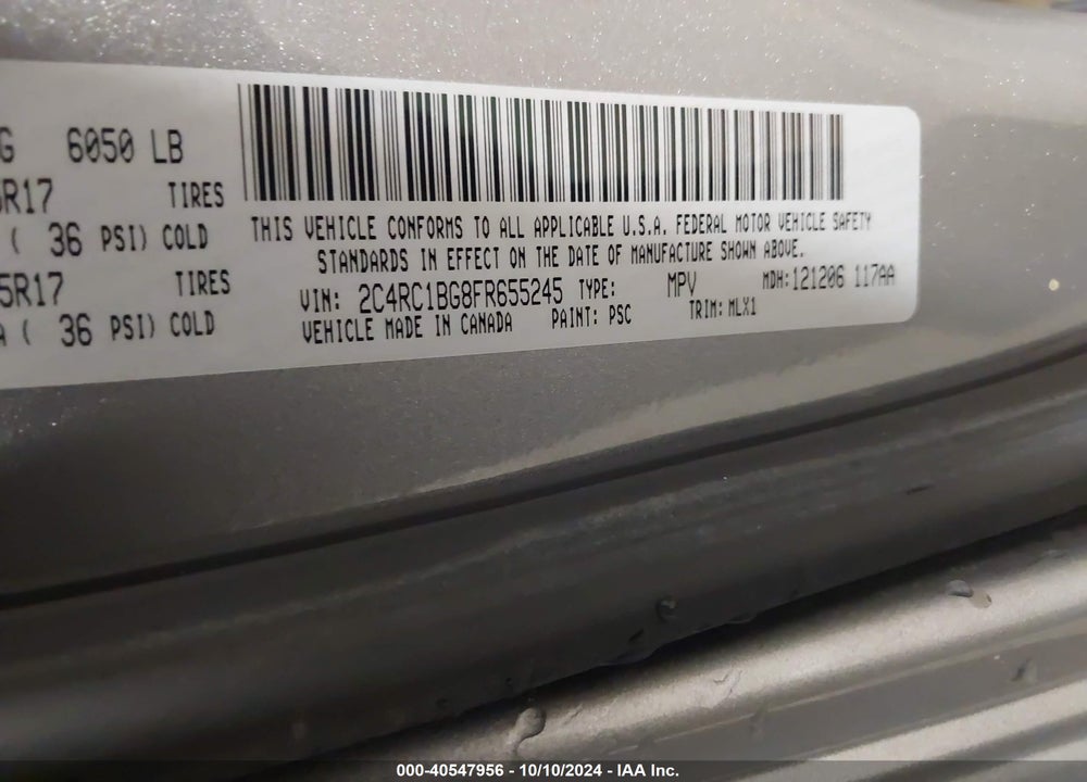2015 CHRYSLER TOWN & COUNTRY TOURING VIN: 2C4RC1BG8FR655245