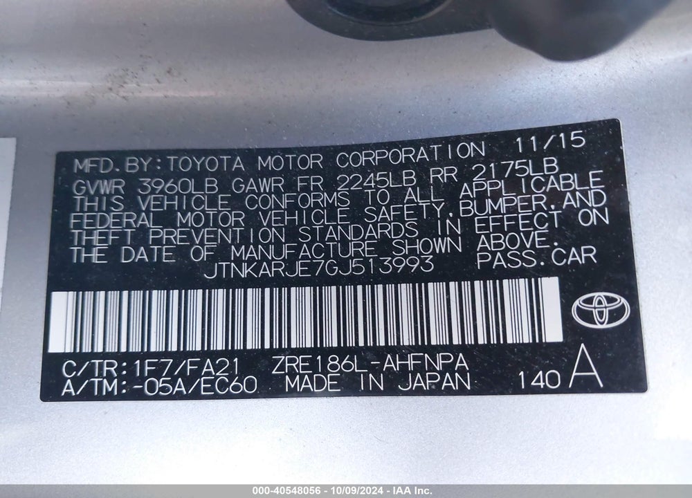 2016 SCION IM VIN: JTNKARJE7GJ513993