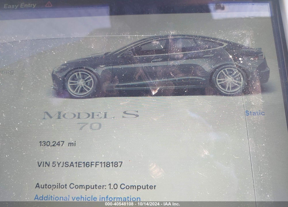 2015 TESLA MODEL S 60/70/85 VIN: 5YJSA1E16FF118187