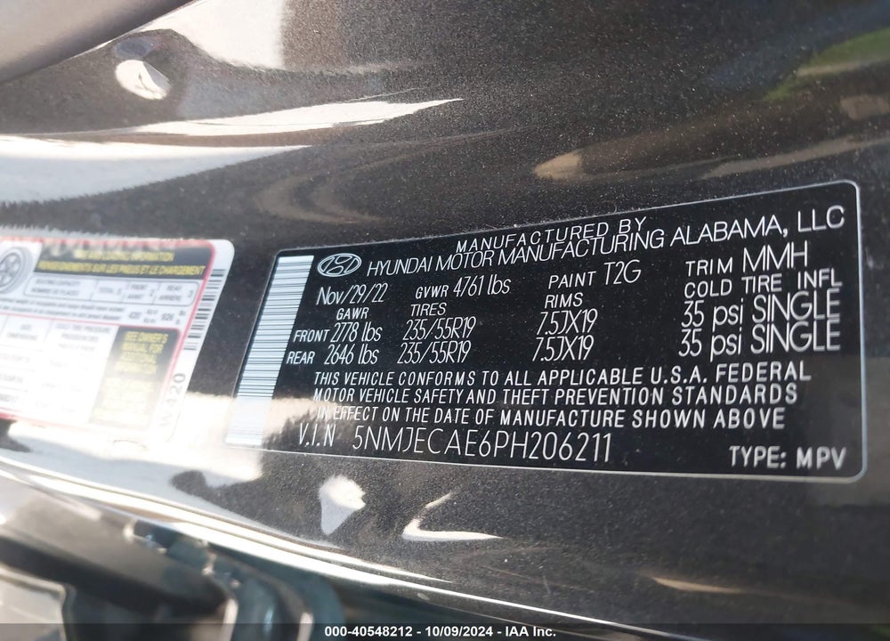 2023 HYUNDAI TUCSON LIMITED VIN: 5NMJECAE6PH206211