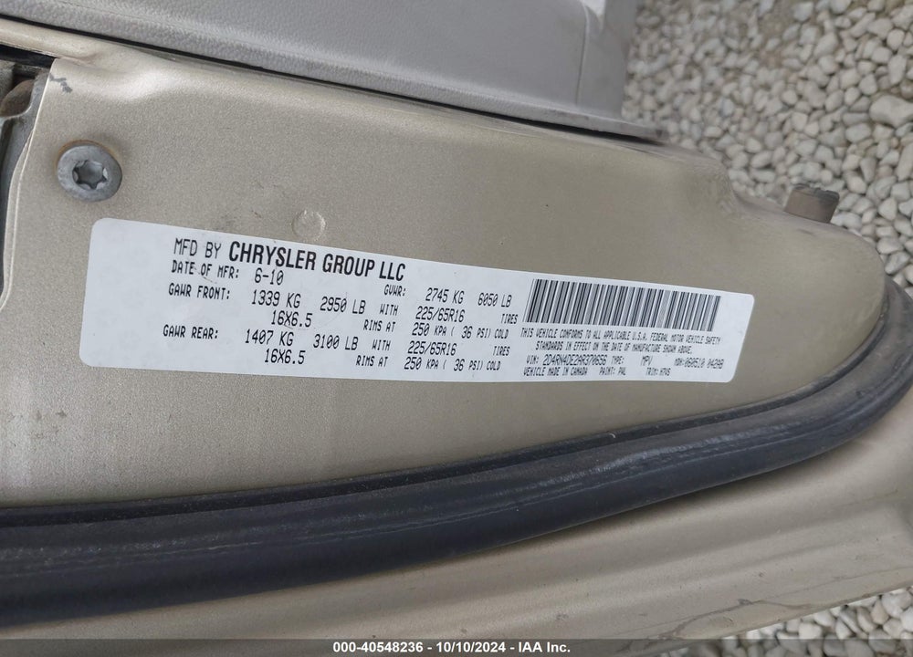 2010 DODGE GRAND CARAVAN SE VIN: 2D4RN4DE2AR370656