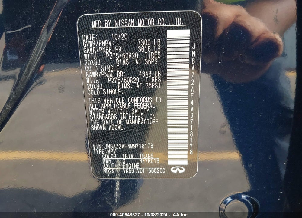 2021 INFINITI QX80 LUXE VIN: JN8AZ2AF4M9718178