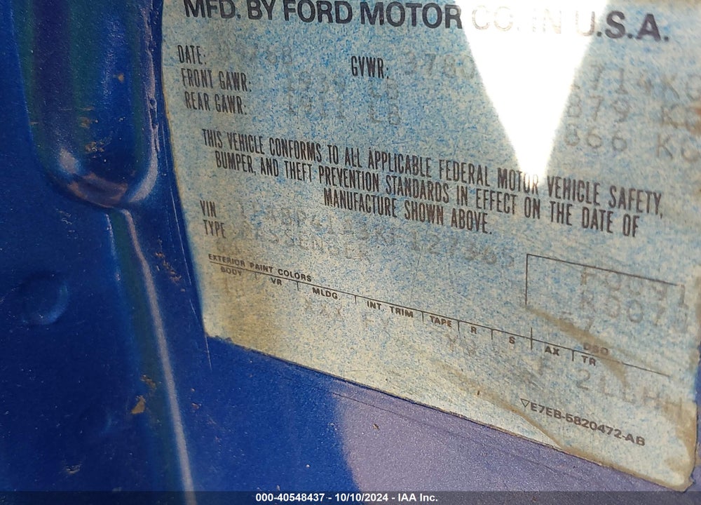 1989 FORD MUSTANG LX VIN: 1FABP41A3KF127365