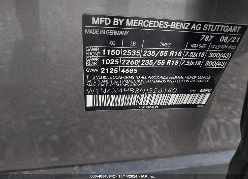 2022 MERCEDES-BENZ GLA 250 4MATIC VIN: W1N4N4HB8NJ326140