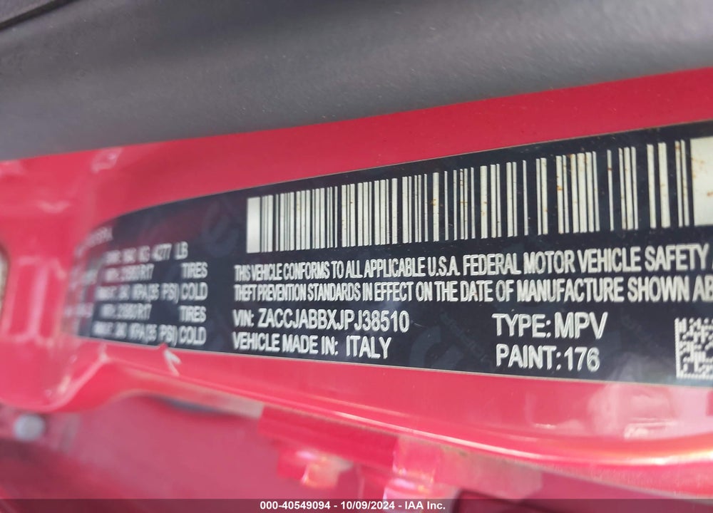 2018 JEEP RENEGADE LATITUDE FWD VIN: ZACCJABBXJPJ38510