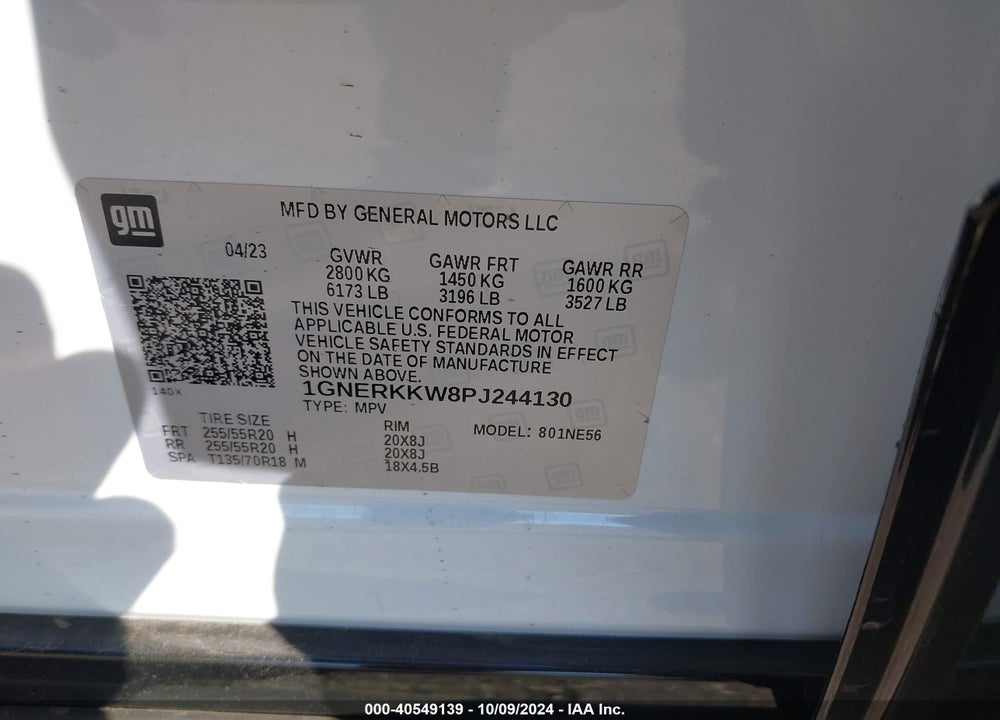 2023 CHEVROLET TRAVERSE FWD PREMIER VIN: 1GNERKKW8PJ244130