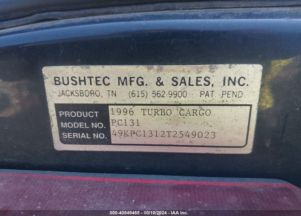 1996 BUSHTECH TURBO+2 VIN: 49KPC1312T2549023