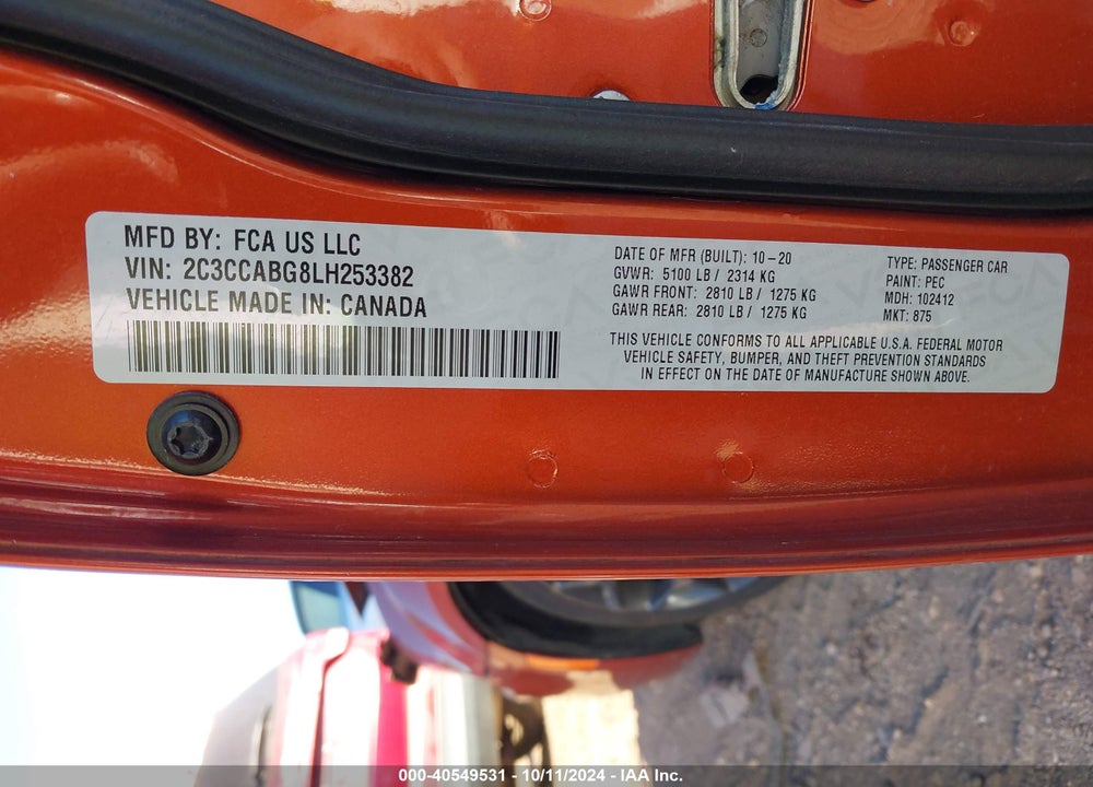 2020 CHRYSLER 300 VIN: 2C3CCABG8LH253382