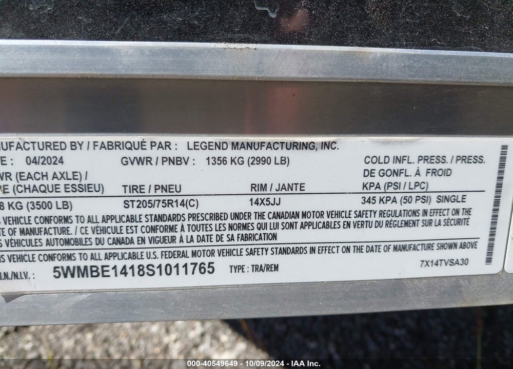 2025 OTHER --- VIN: 5WMBE1418S1011765