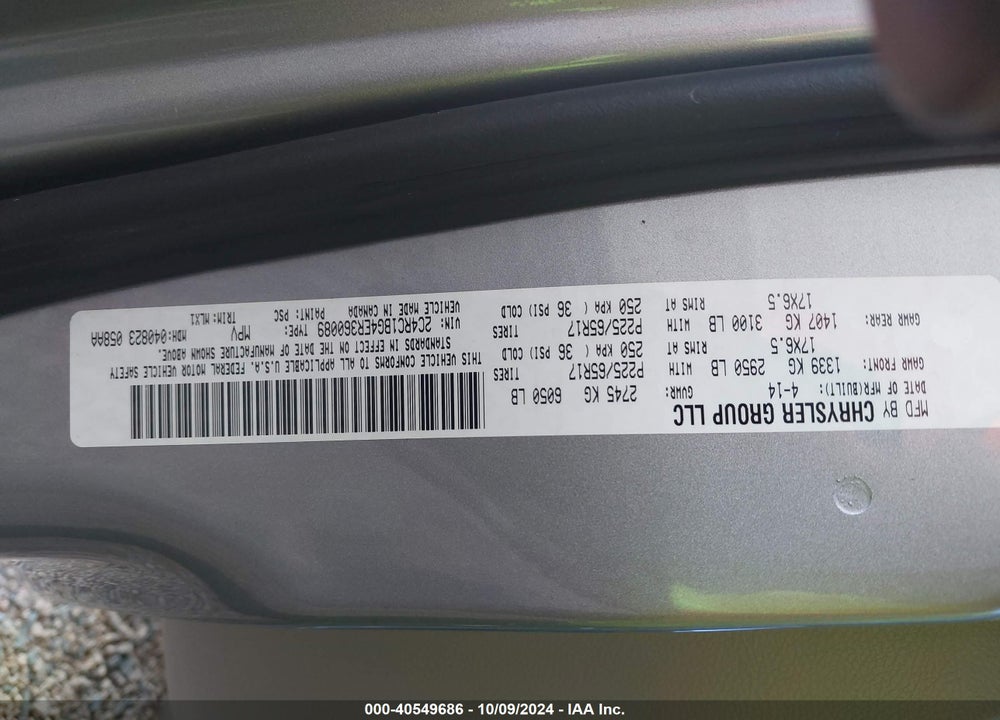 2014 CHRYSLER TOWN & COUNTRY TOURING VIN: 2C4RC1BG4ER360089