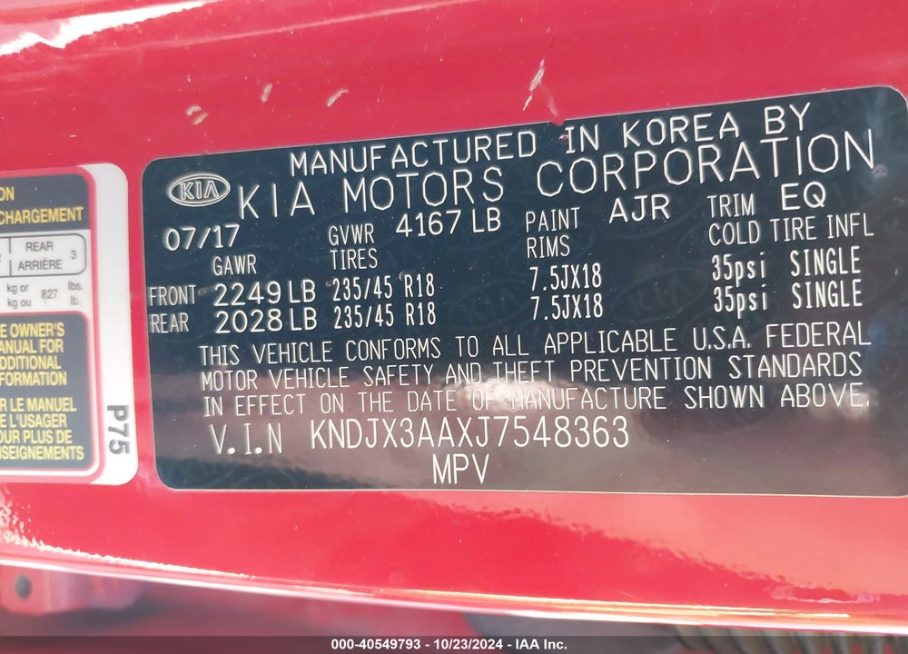 2018 KIA SOUL VIN: KNDJX3AAXJ7548363