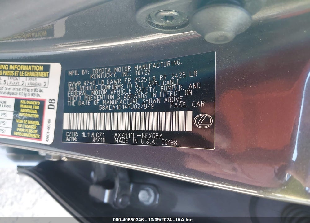 2023 LEXUS ES 300H LUXURY VIN: 58AEA1C14PU027979