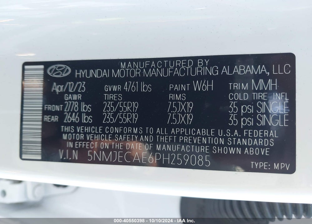 2023 HYUNDAI TUCSON LIMITED VIN: 5NMJECAE6PH259085
