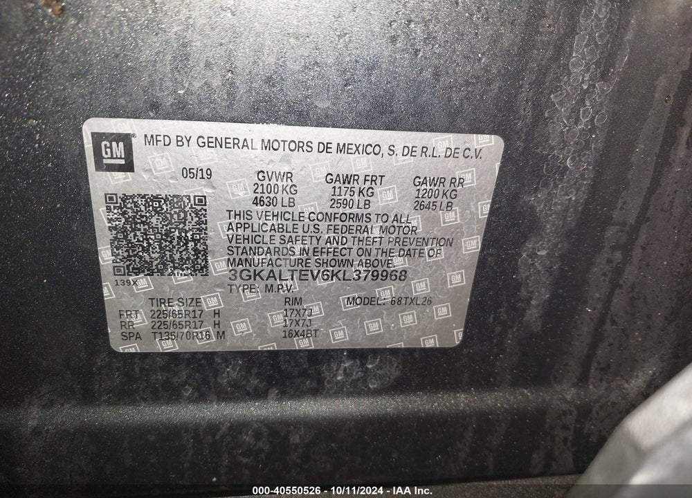 2019 GMC TERRAIN SLE VIN: 3GKALTEV6KL379968