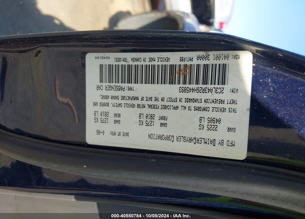 2006 CHRYSLER 300 VIN: 2C3LA43R26H445893