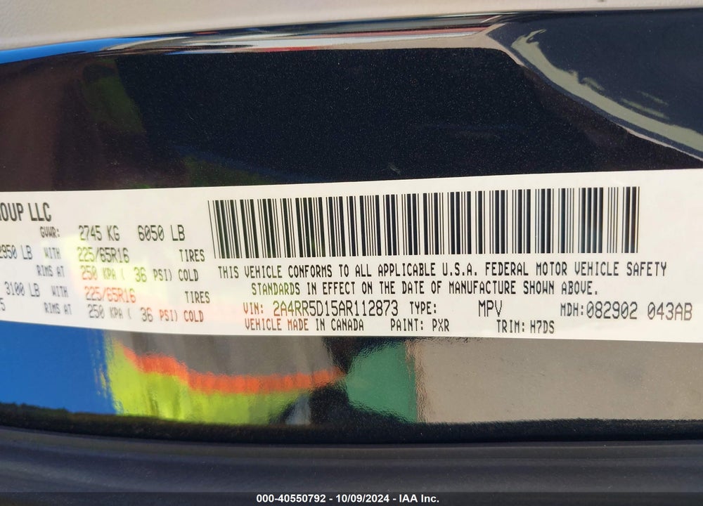 2010 CHRYSLER TOWN & COUNTRY TOURING VIN: 2A4RR5D15AR112873