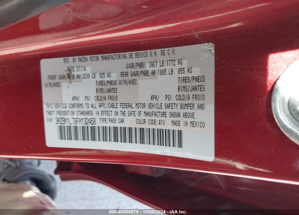 2015 MAZDA 3 I TOURING VIN: 3MZBM1L78FM132468