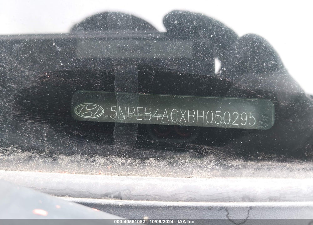 2011 HYUNDAI SONATA GLS VIN: 5NPEB4ACXBH050295