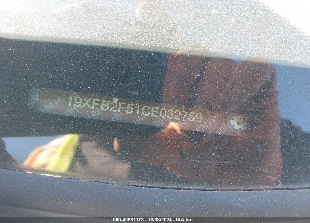 2012 HONDA CIVIC LX VIN: 19XFB2F51CE032759