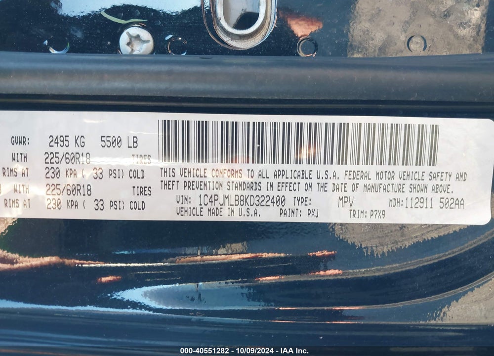 2019 JEEP CHEROKEE ALTITUDE 4X4 VIN: 1C4PJMLB8KD322400