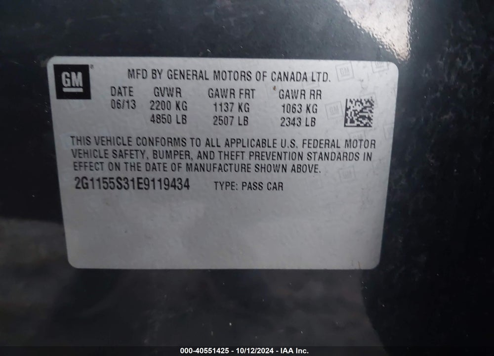 2014 CHEVROLET IMPALA 2LZ VIN: 2G1155S31E9119434
