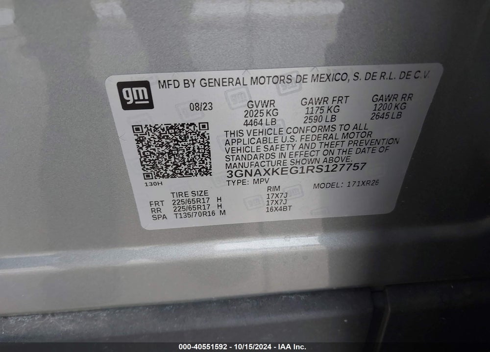 2024 CHEVROLET EQUINOX FWD LT VIN: 3GNAXKEG1RS127757